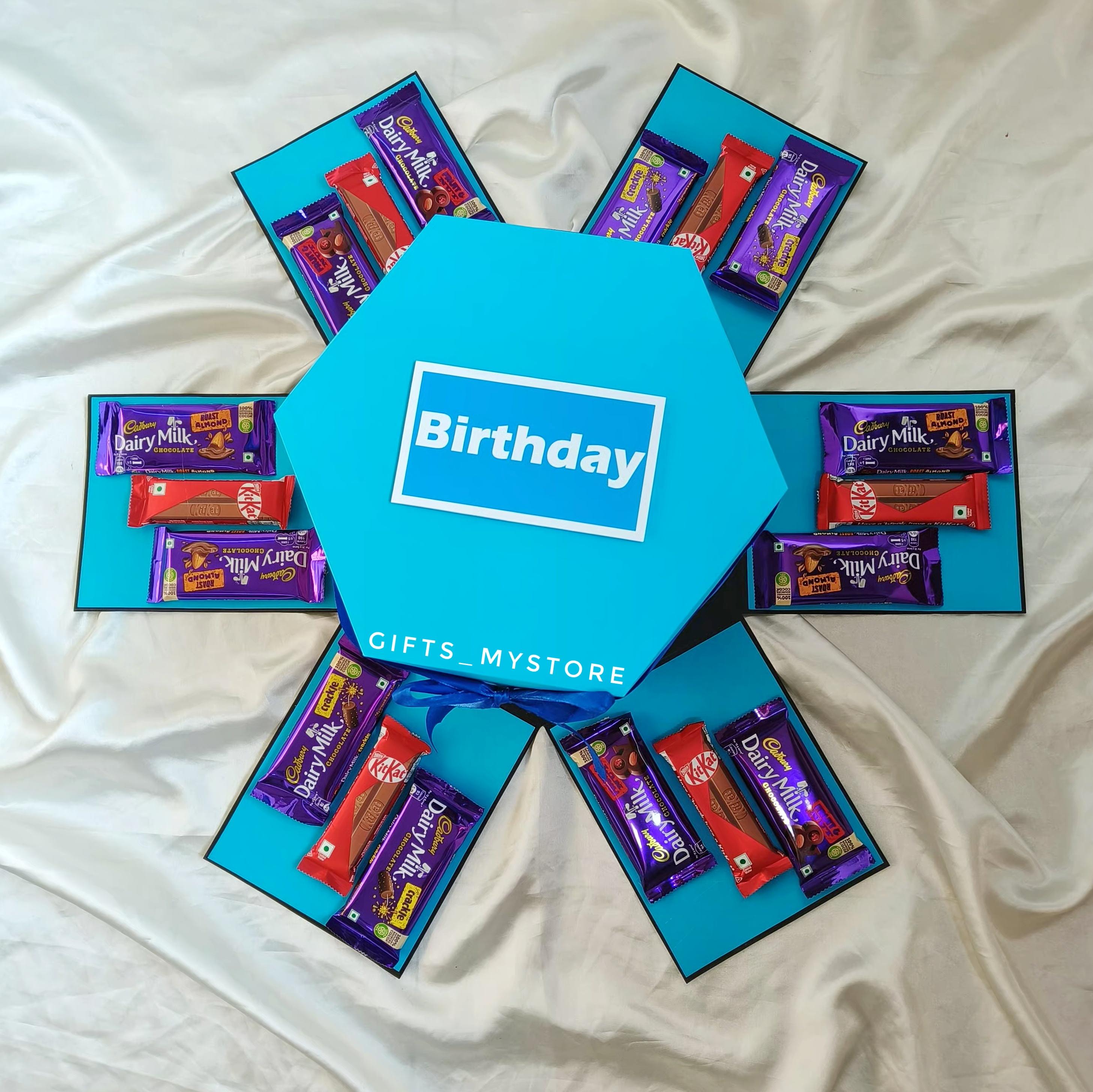 5 LAYER BLUE THEME MIX CHOCOLATE EXPLOSION BOX (BIG SIZE)